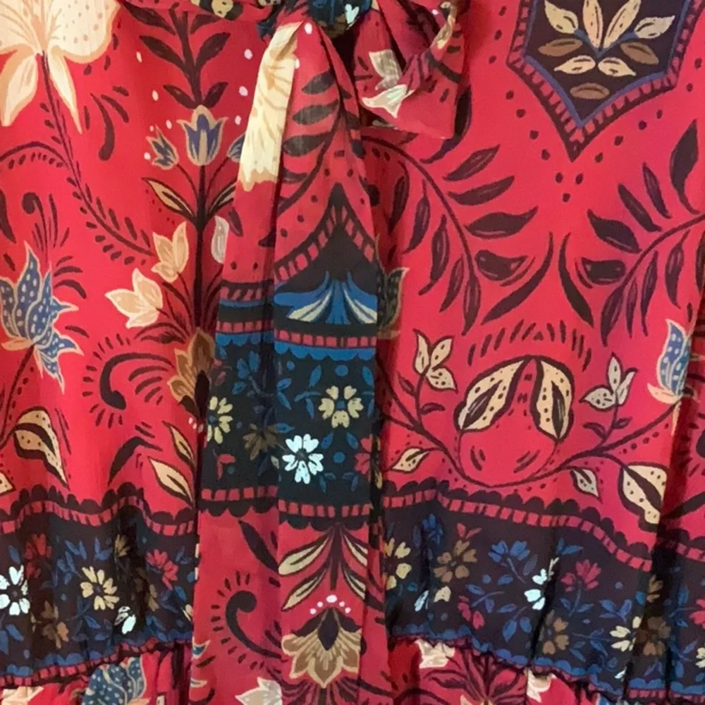 LOFT Red and Purple Floral Dress - Picture 6 of 8